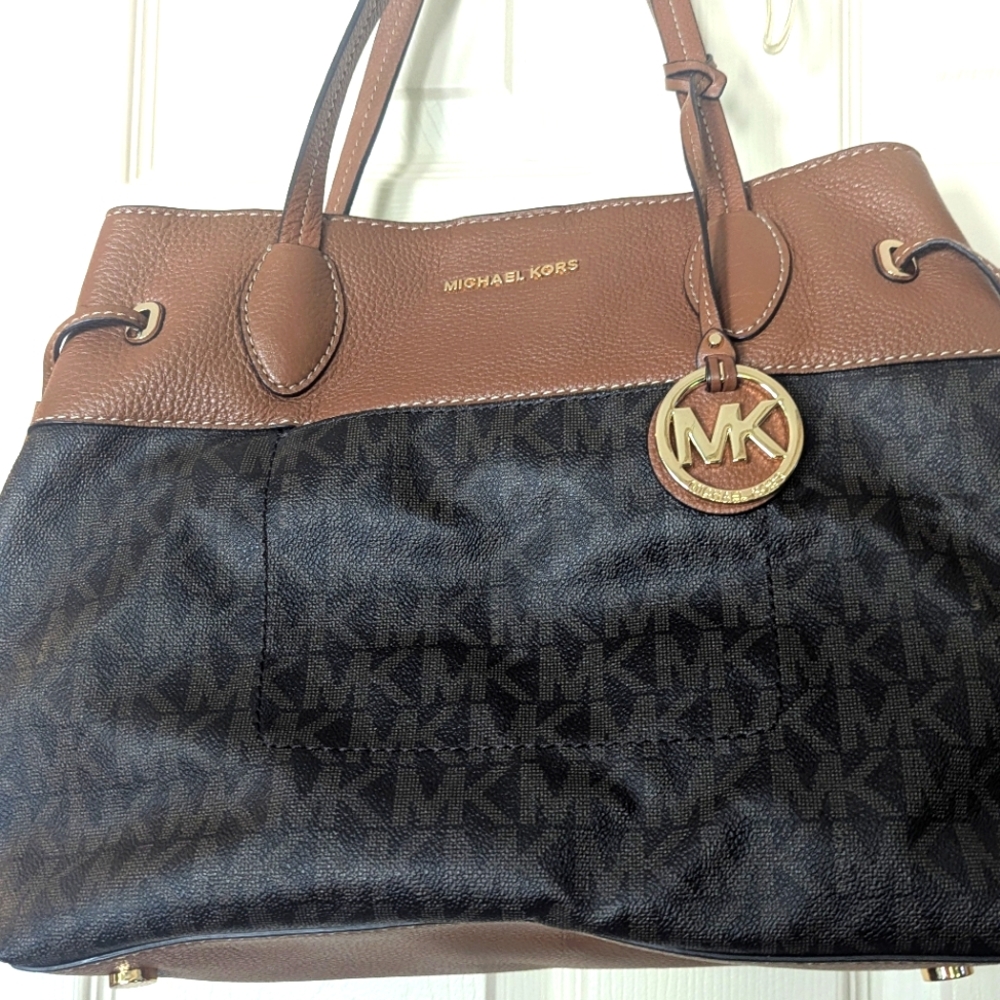 Michael Kors Brown and Black Shoulder Bags with Gold Hardware
